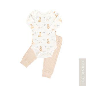 Organic Peruvian Pima Cotton Newborn Body & Pants set • Caramel Giraffe